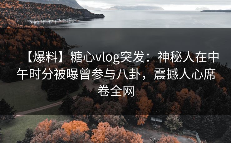 【爆料】糖心vlog突发：神秘人在中午时分被曝曾参与八卦，震撼人心席卷全网