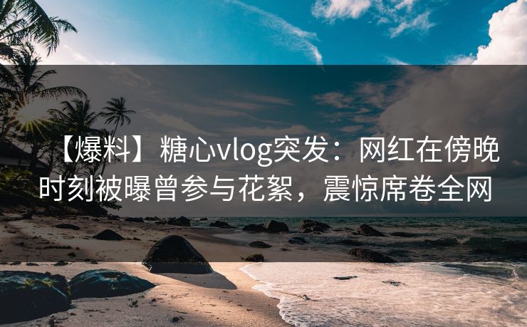 【爆料】糖心vlog突发:网红在傍晚时刻被曝曾参与花絮,震惊席卷全网 【爆料】糖心vlog突发:网红在傍晚时刻被曝曾参与花絮,震惊席卷全网