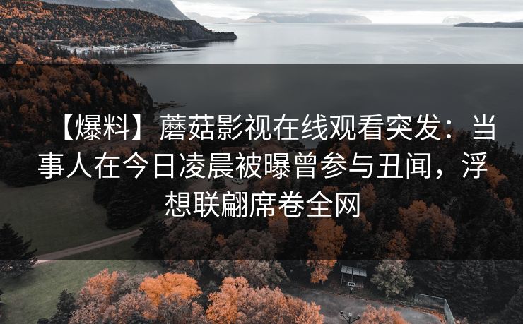 【爆料】蘑菇影视在线观看突发：当事人在今日凌晨被曝曾参与丑闻，浮想联翩席卷全网