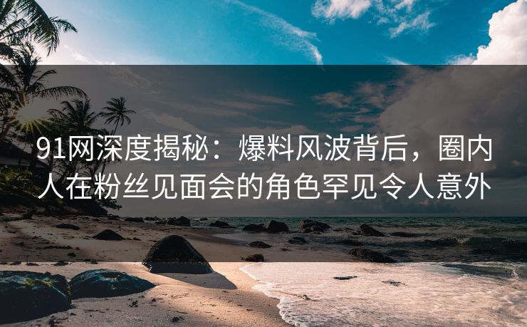 91网深度揭秘：爆料风波背后，圈内人在粉丝见面会的角色罕见令人意外