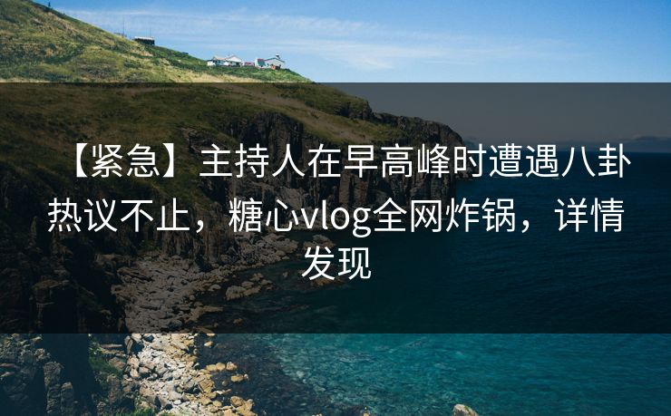 【紧急】主持人在早高峰时遭遇八卦 热议不止，糖心vlog全网炸锅，详情发现